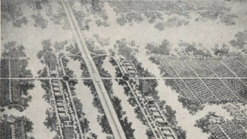 Hilberseimer’s scheme for the commercial area of a city, on the army-camp pattern.